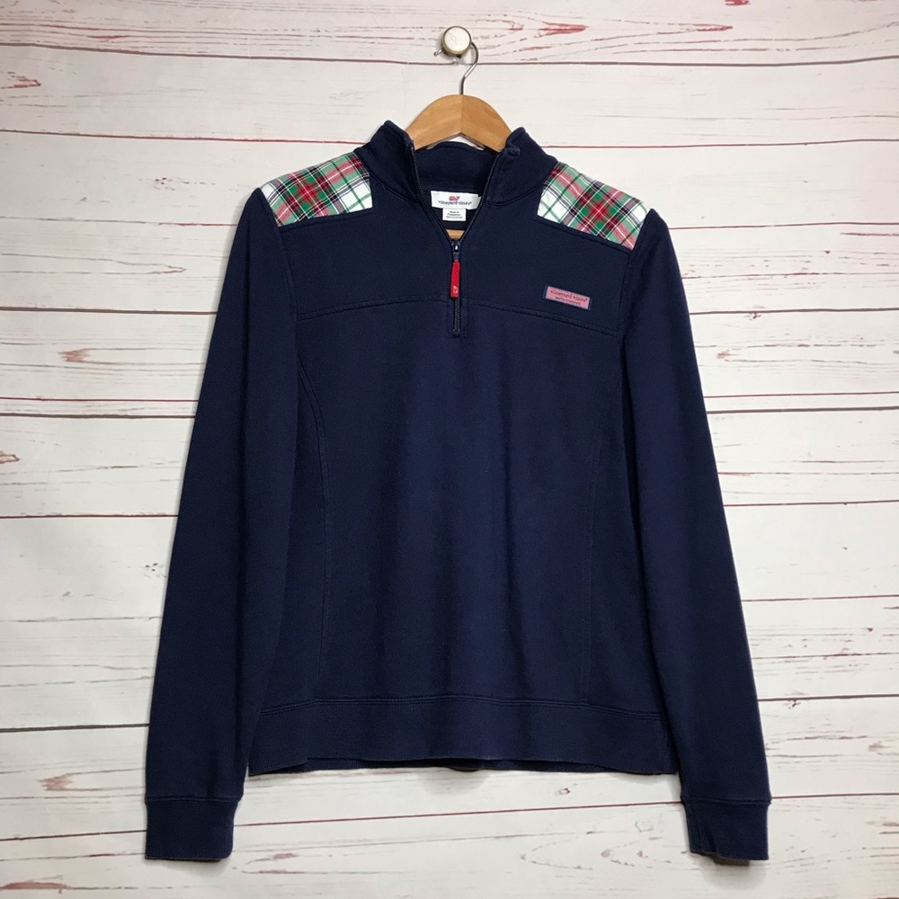 Vineyard Vines pullover sweatshirt w/ plaid detail
